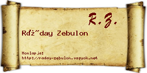 Ráday Zebulon névjegykártya